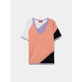 V-neck color block t-shirt