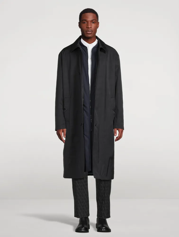 VALENTINO Nylon Coat With Rubberized V Detail