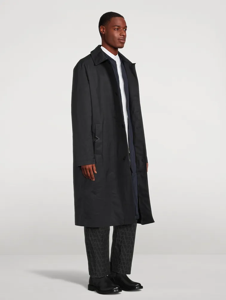 VALENTINO Nylon Coat With Rubberized V Detail