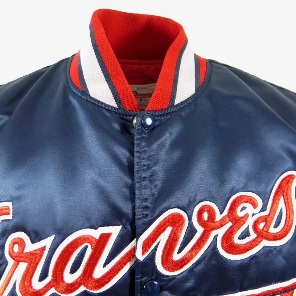 Vintage 80s Atlanta Braves Starter Diamond Jacket XL Baseball MLB Embroidered