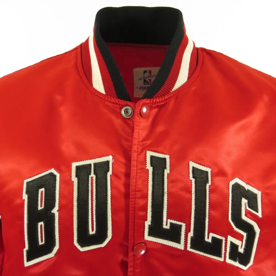 Vintage 80s Chicago Bulls Starter Jacket Mens L Satin NBA Basketball Red USA