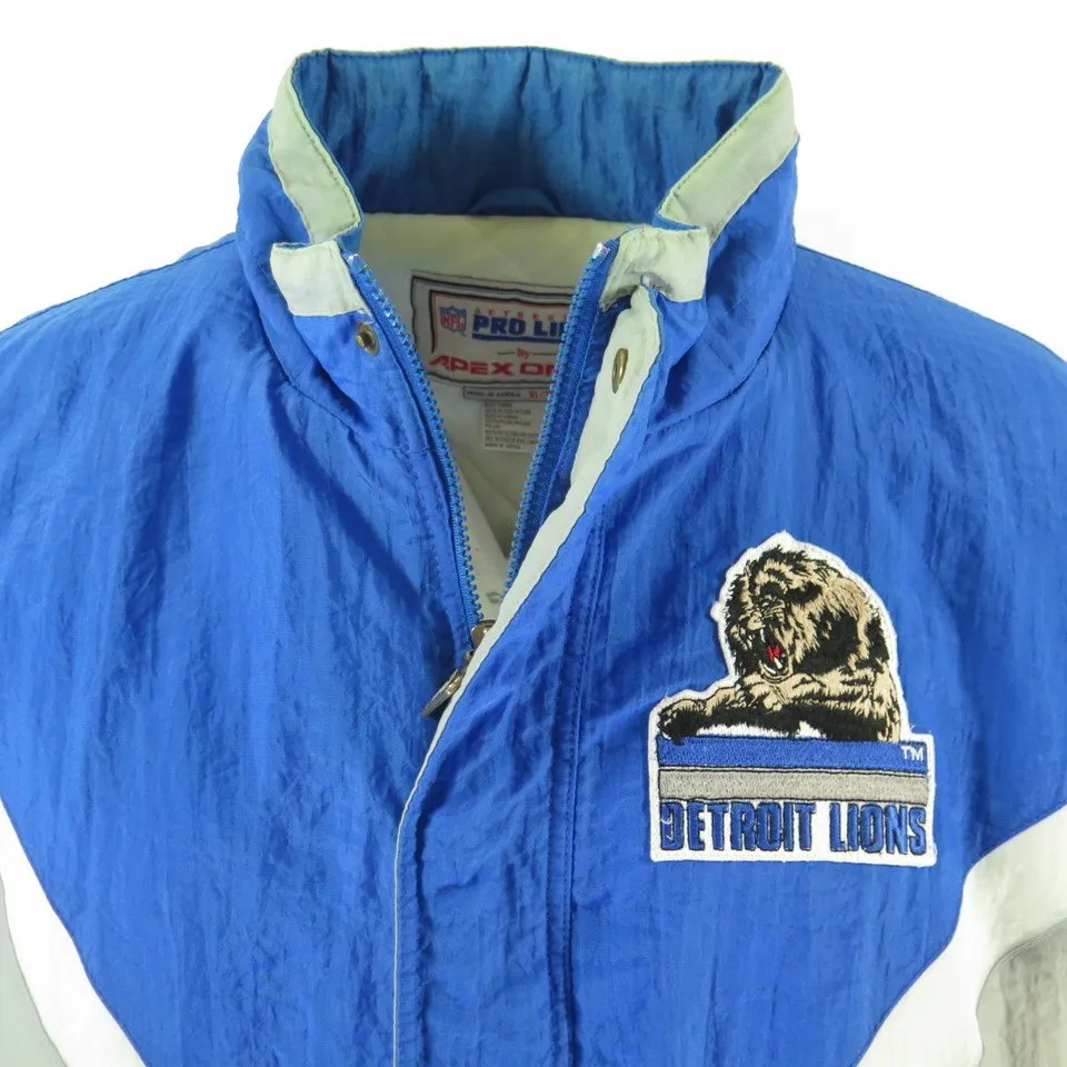 Vintage 80s Detroit Lions Jacket Mens XL NFL Football Apex One Pro Line Patches