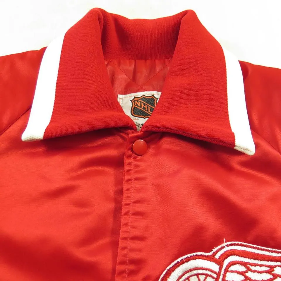 Vintage 80s Detroit Red Wings Starter Jacket Mens M NHL Hockey Red Satin USA