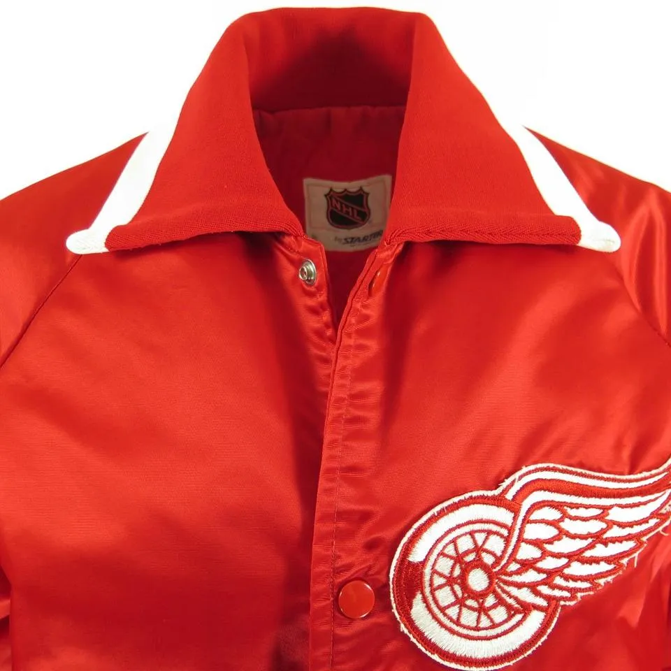 Vintage 80s Detroit Red Wings Starter Jacket Mens M NHL Hockey Red Satin USA