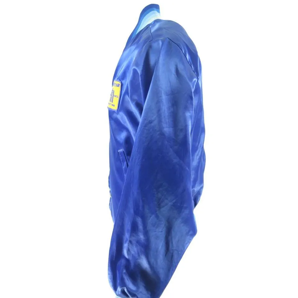 Vintage 80s Goodyear Jacket Mens L Safety Team Shiny Blue Satin Swingster USA