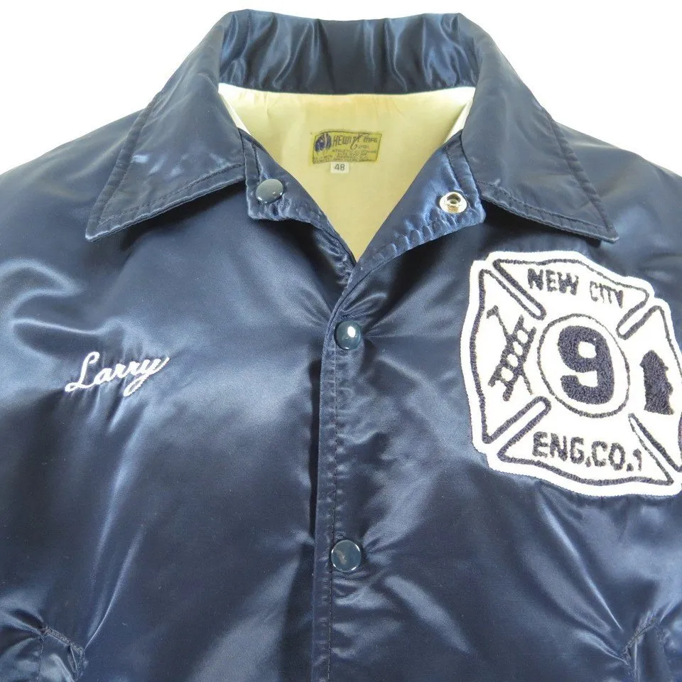 Vintage 80s New York Fire Department Jacket 48 Satin 100 Year Anniversary