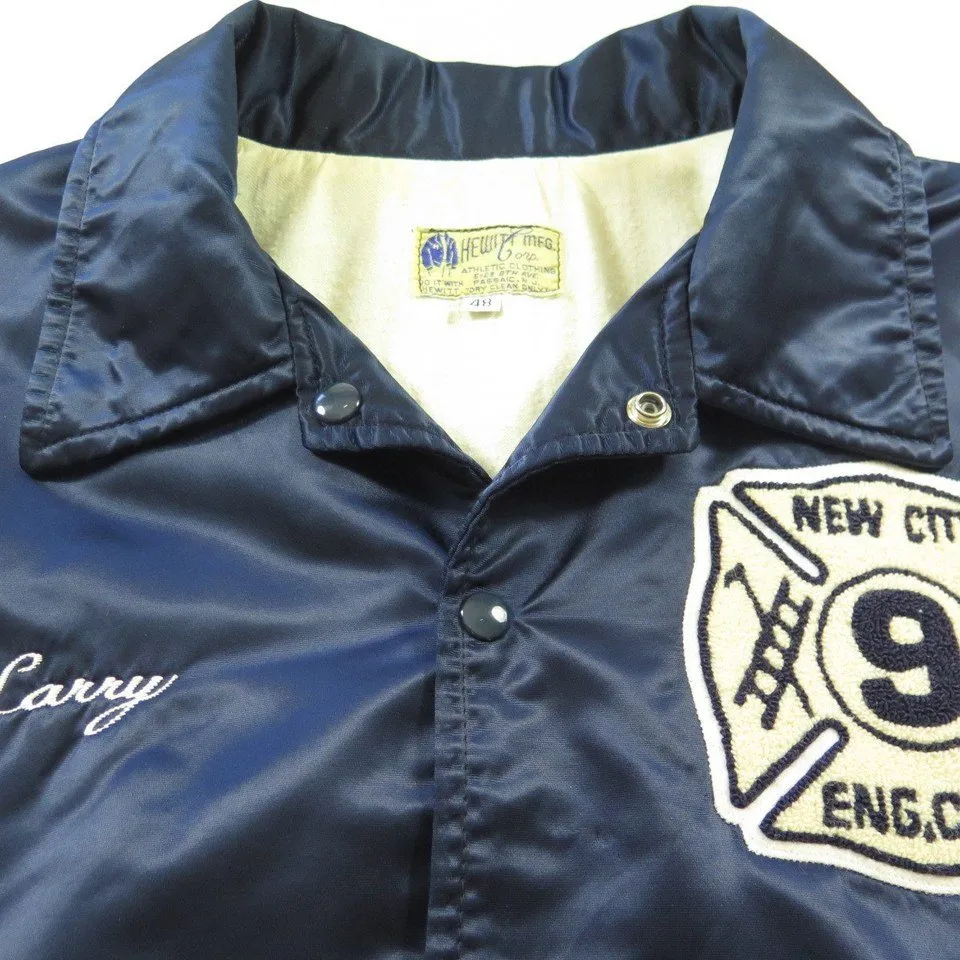 Vintage 80s New York Fire Department Jacket 48 Satin 100 Year Anniversary