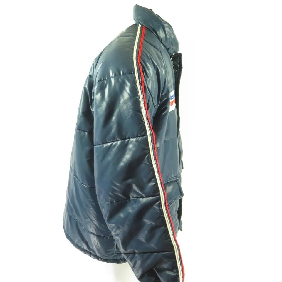 Vintage 80s Purolater Racing Jacket Mens L Great Lakes Puffy Blue Quilted