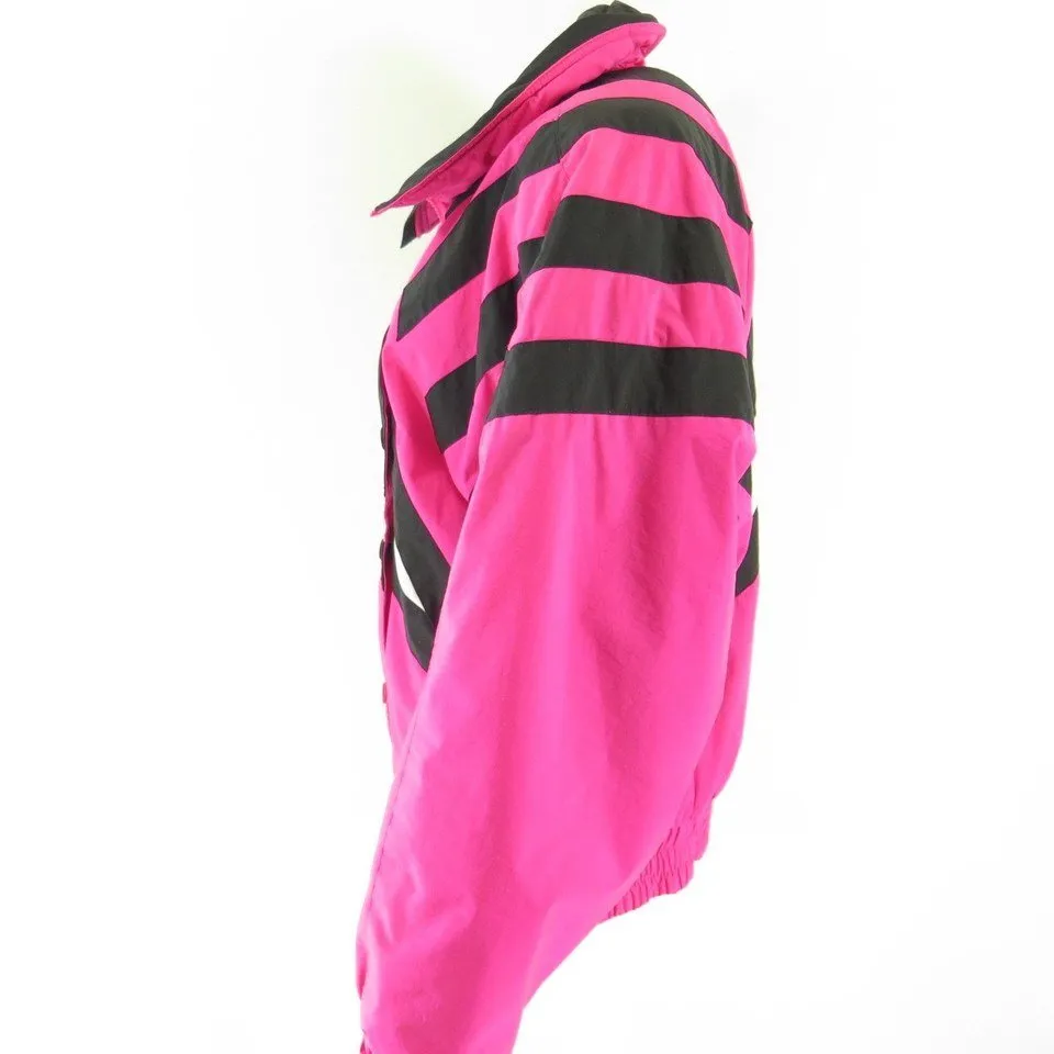 Vintage 80s Retro Puffy Pink Ski Jacket Womens 10 Tyrolia Head Bright Snowboard