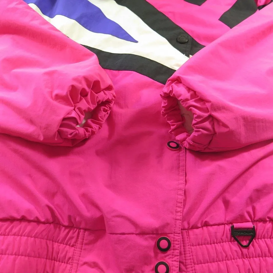 Vintage 80s Retro Puffy Pink Ski Jacket Womens 10 Tyrolia Head Bright Snowboard