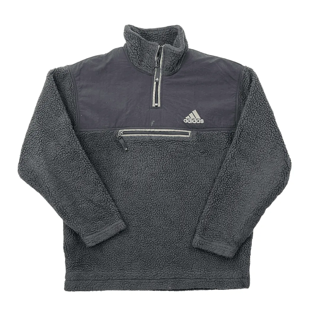 Vintage 90s Grey Adidas Quarter Zip Fleece - Medium