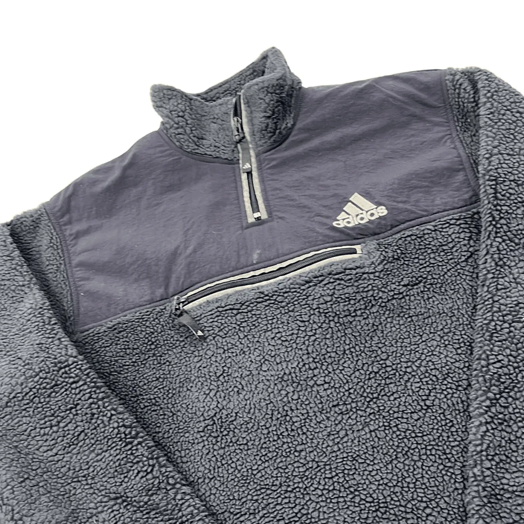 Vintage 90s Grey Adidas Quarter Zip Fleece - Medium