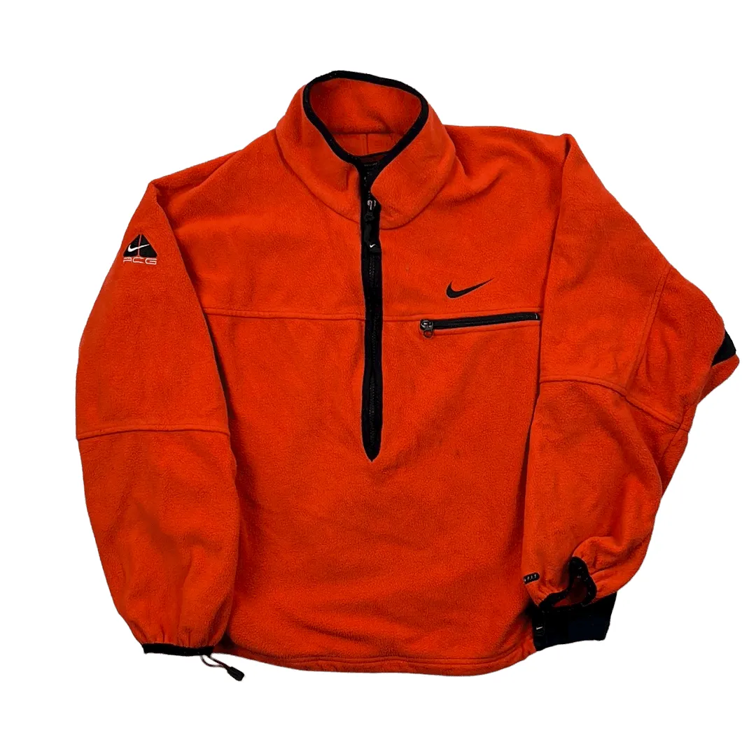 Vintage 90s Orange Nike ACG Half Zip Fleece - Medium