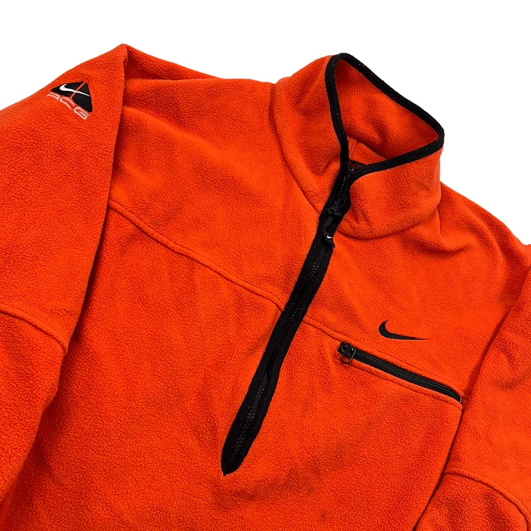 Vintage 90s Orange Nike ACG Half Zip Fleece - Medium