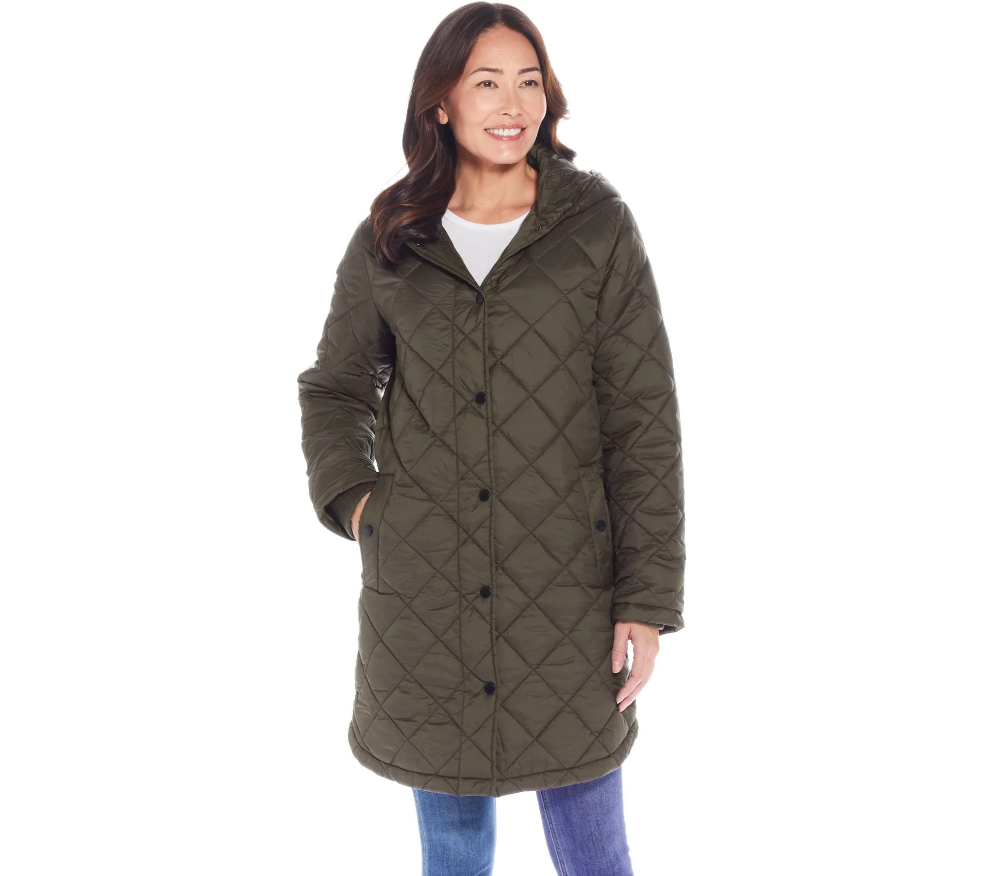 Weatherproof Hooded Diamond Quilted Coat