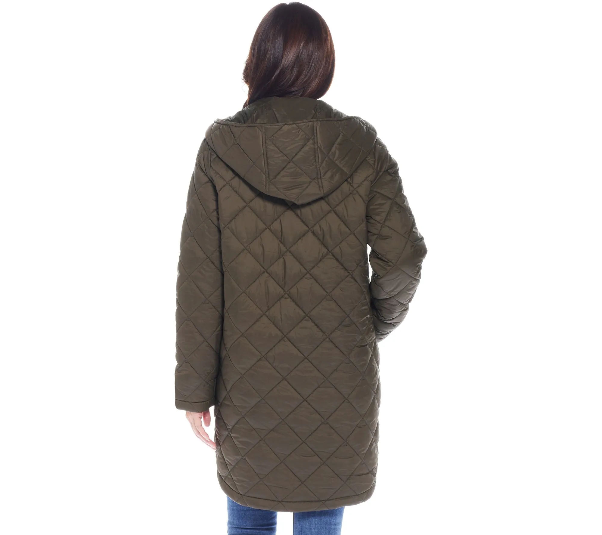 Weatherproof Hooded Diamond Quilted Coat