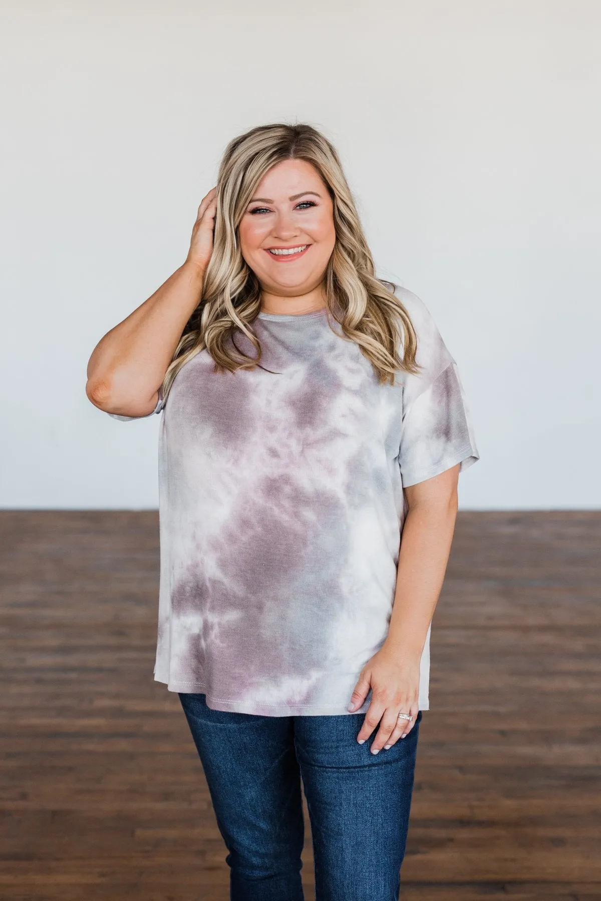 Whatever You Say Tie Dye Top- Plum & Grey