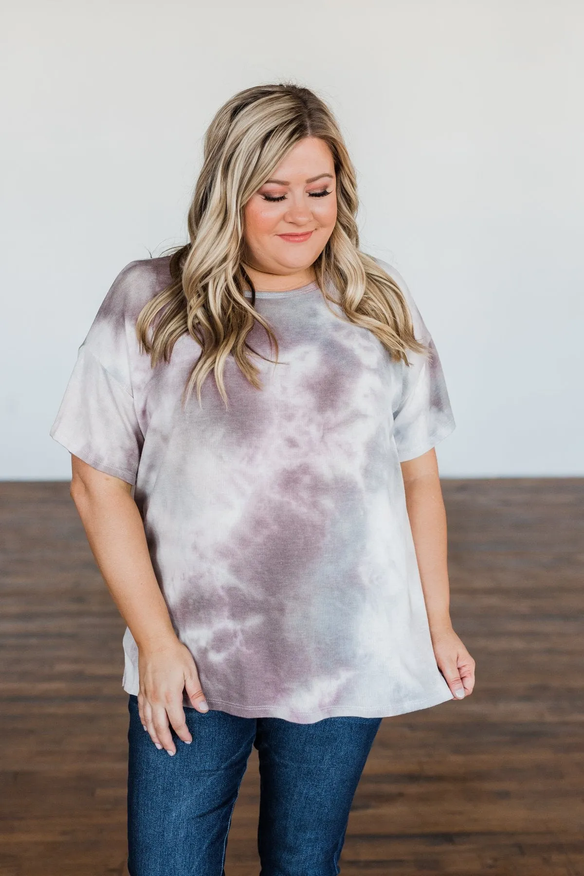 Whatever You Say Tie Dye Top- Plum & Grey