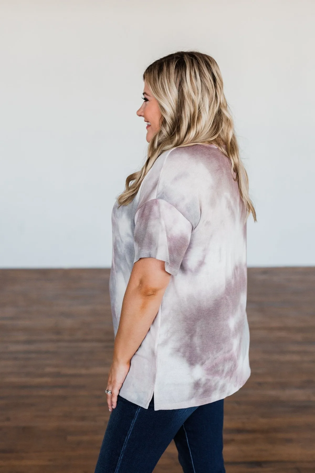 Whatever You Say Tie Dye Top- Plum & Grey