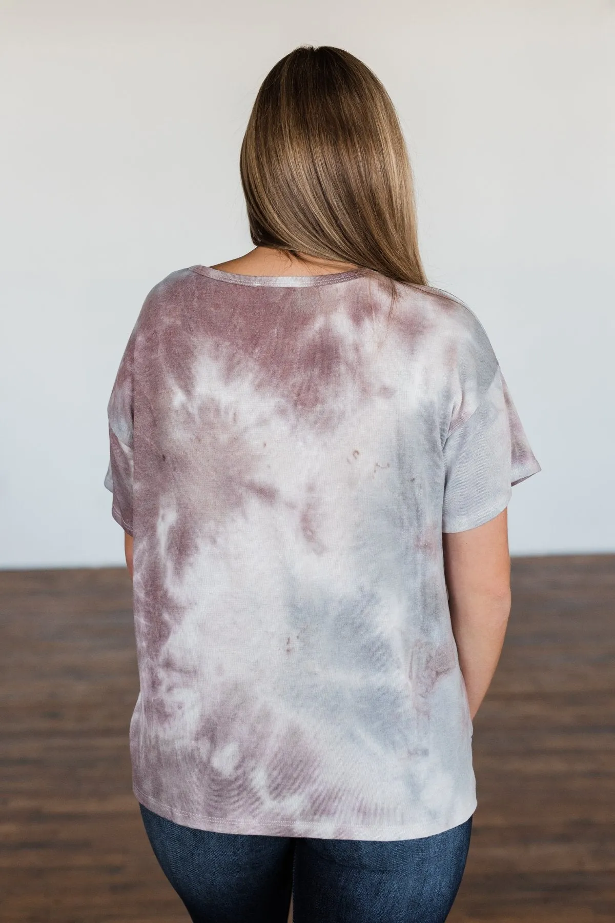 Whatever You Say Tie Dye Top- Plum & Grey