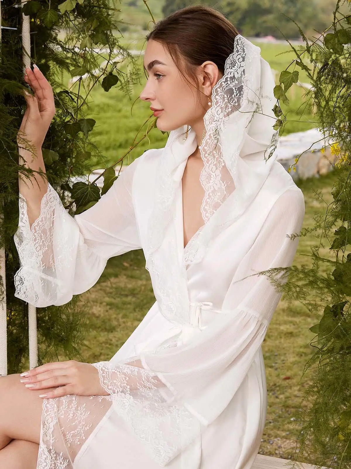 White Hooded Bridal Robe