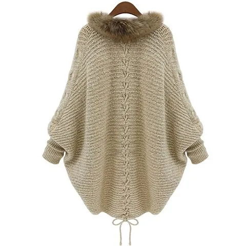 winter fur collar sweate