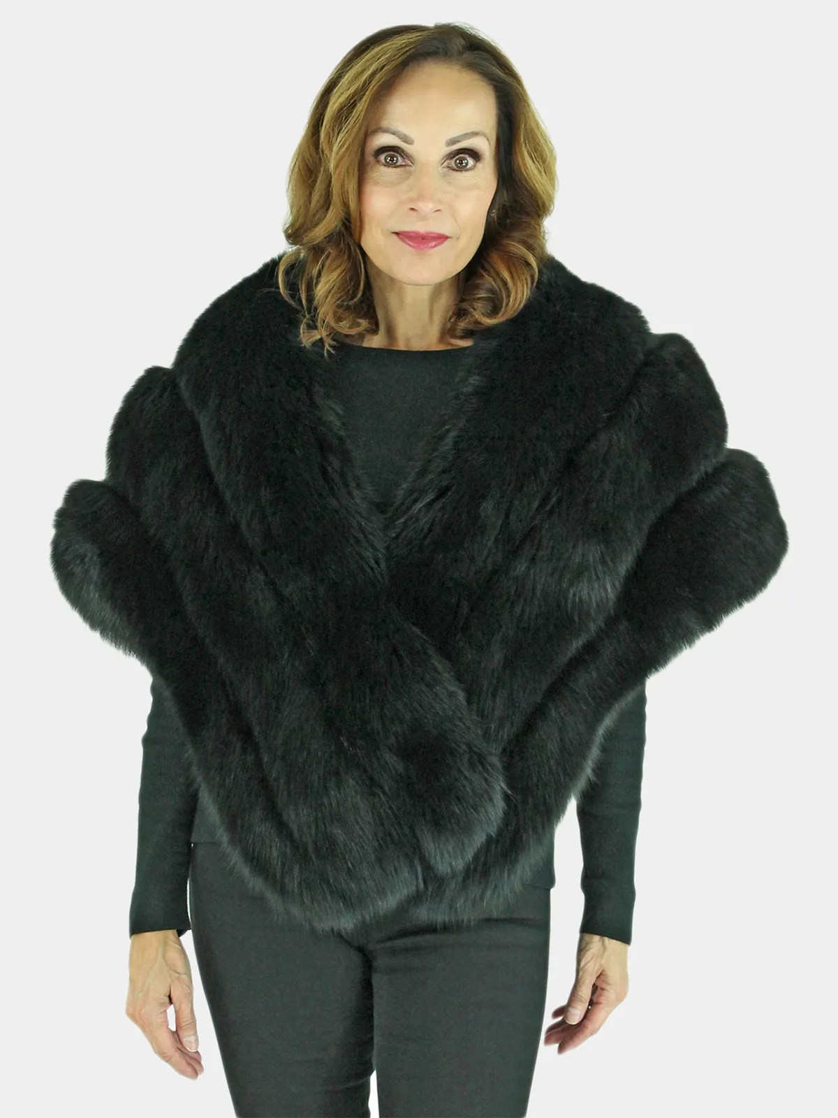 Woman's Dyed Black Fox Fur Stole (OSFA) | Day Furs