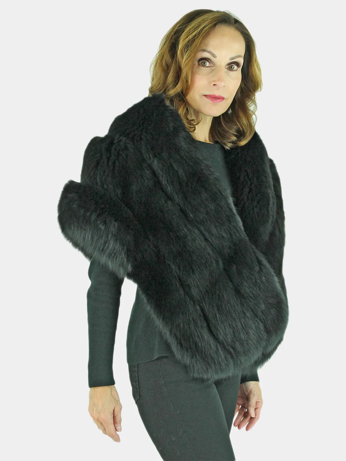 Woman's Dyed Black Fox Fur Stole (OSFA) | Day Furs