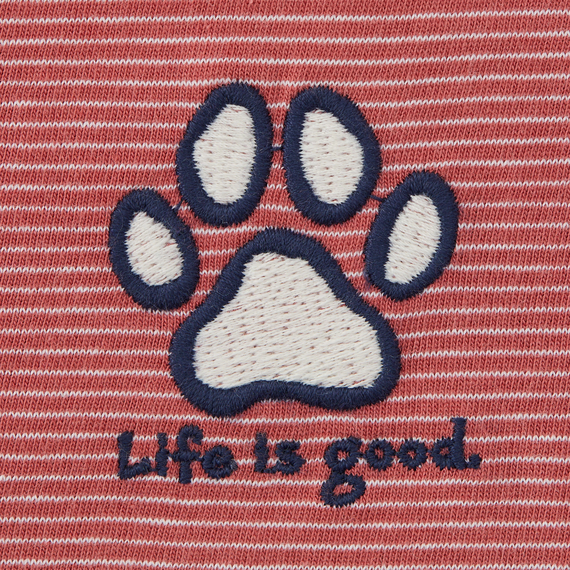 Women's Paw Print Long Sleeve Striped Crusher-LITE Hooded Tee