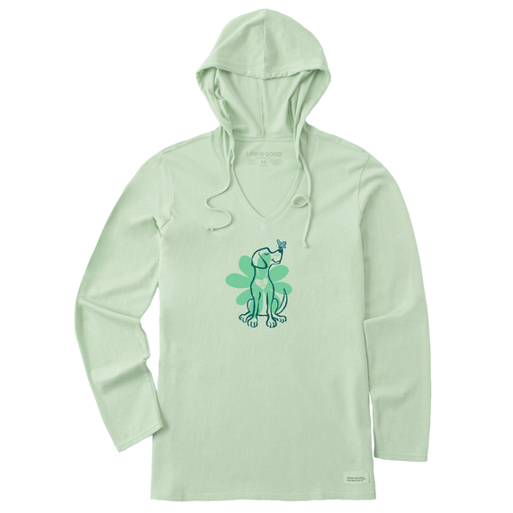 Women's Spring Daisy Dog Long Sleeve Crusher-LITE Hooded Tee