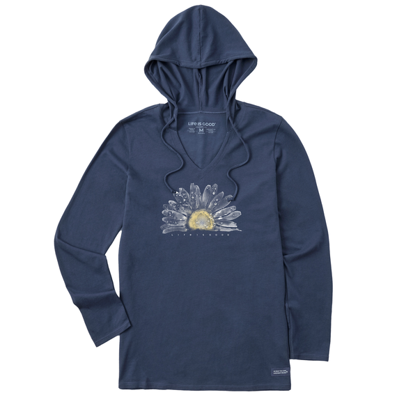 Women's Watercolor Daisy Long Sleeve Crusher-LITE Hooded Tee