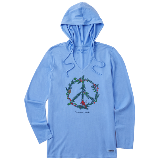 Women's Winter Pines Peace on Earth Long Sleeve Crusher-LITE Hooded Tee