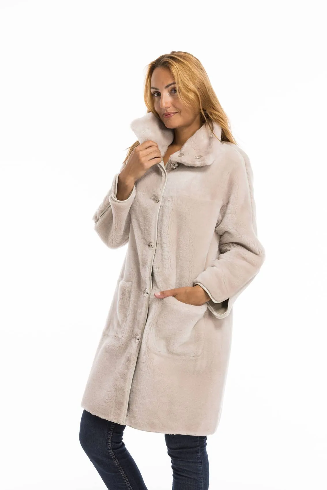 Women's beige sheepskin coat greta