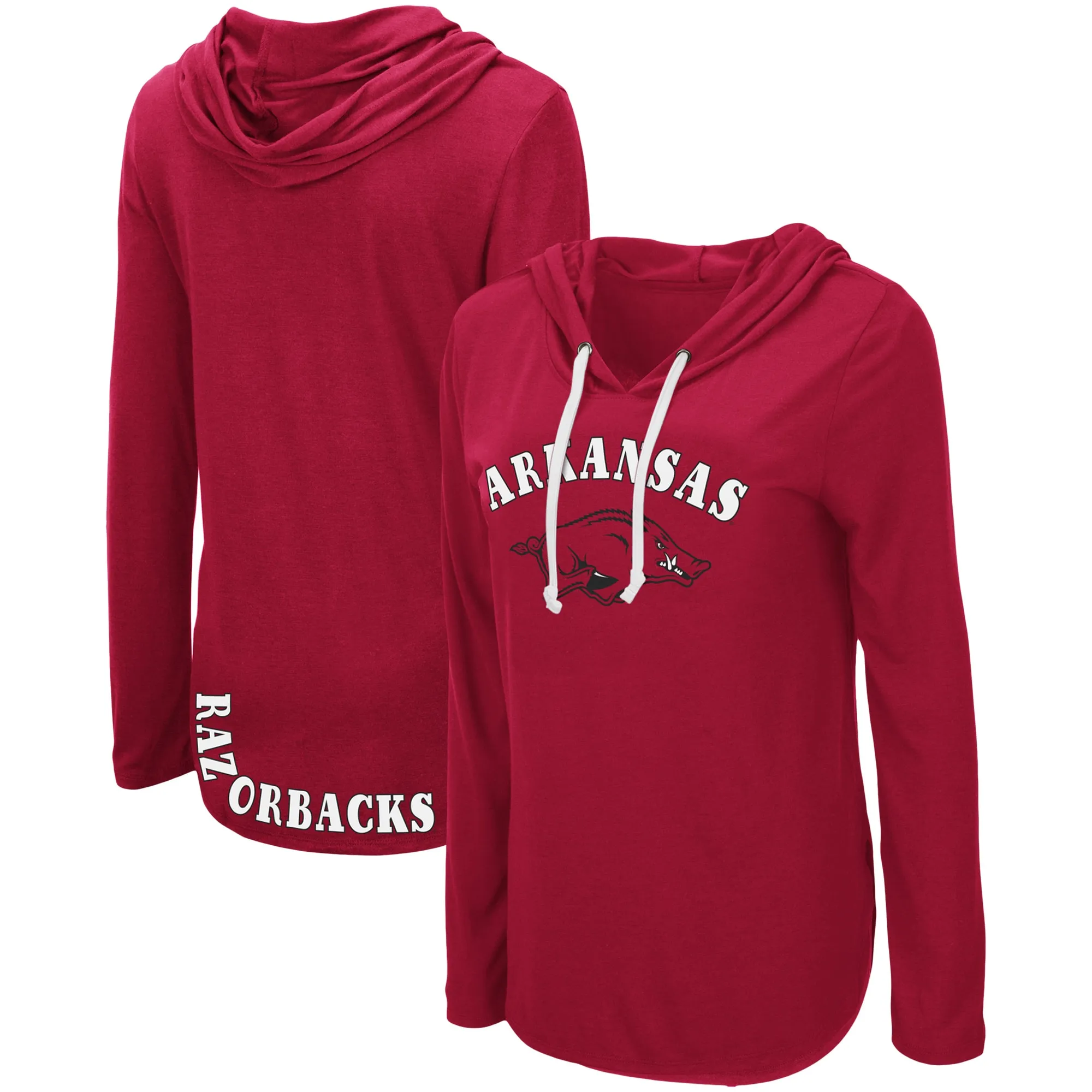 Women's Colosseum Cardinal Arkansas Razorbacks My Lover Lightweight Hooded Long Sleeve T-Shirt