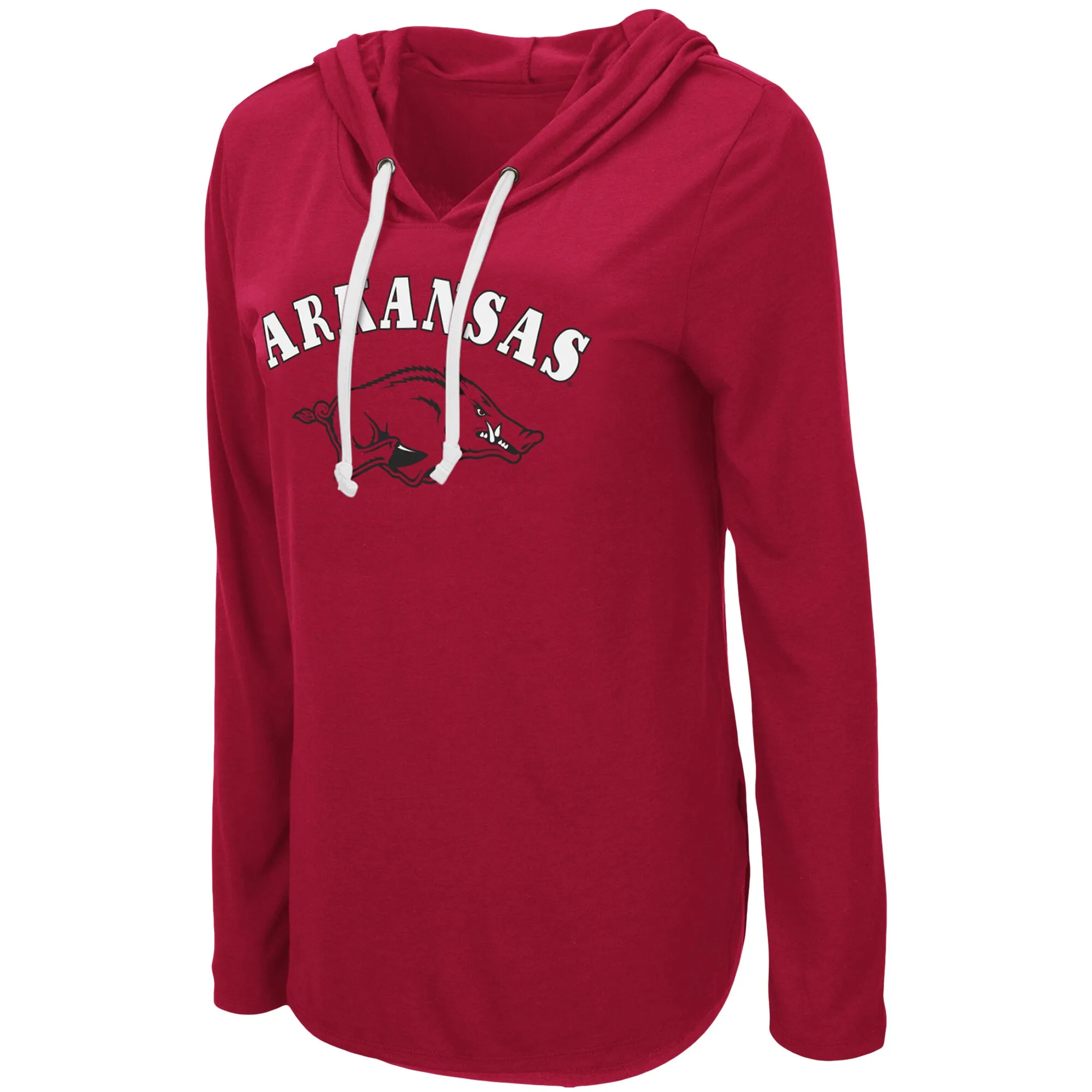 Women's Colosseum Cardinal Arkansas Razorbacks My Lover Lightweight Hooded Long Sleeve T-Shirt