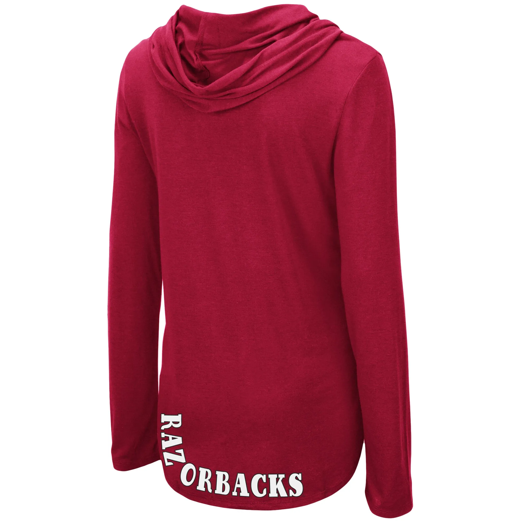 Women's Colosseum Cardinal Arkansas Razorbacks My Lover Lightweight Hooded Long Sleeve T-Shirt