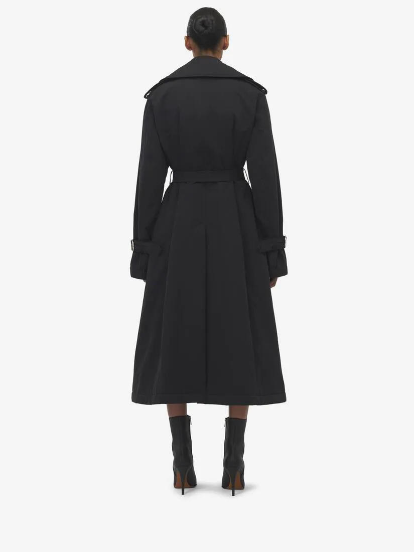 Women's Double-breasted Trench Coat in Black