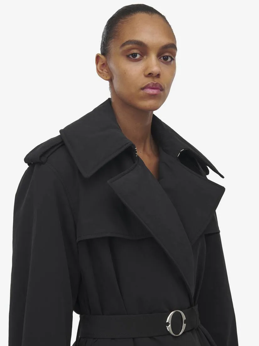 Women's Double-breasted Trench Coat in Black