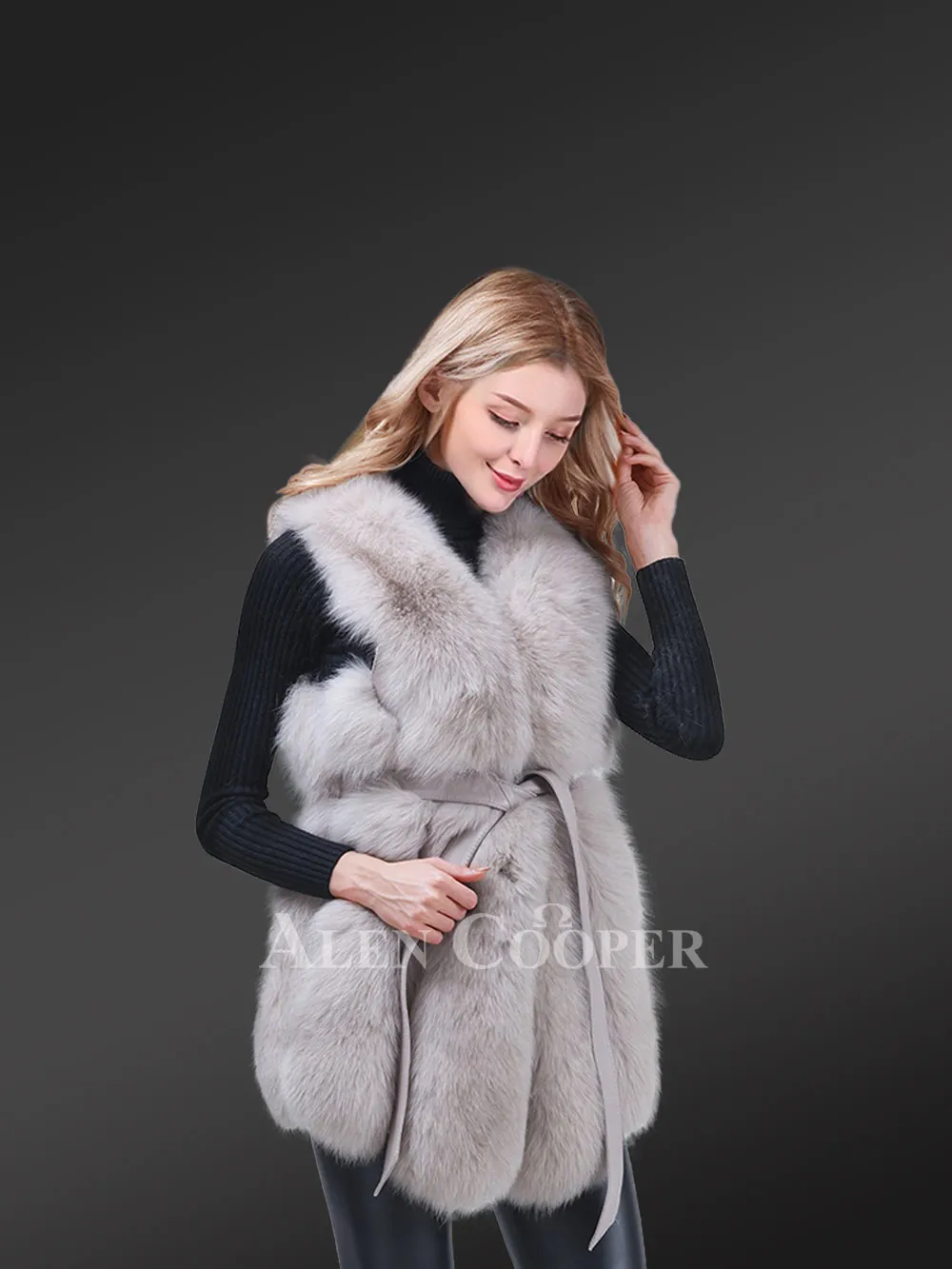 Womens Fox Fur Elegant Vest