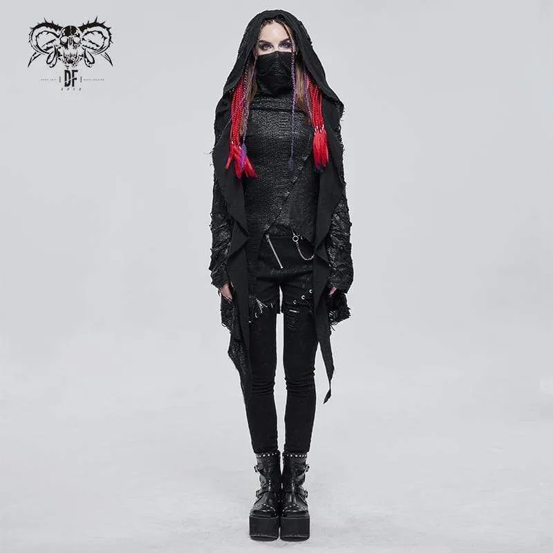 Women's Gothic Irregular Distressed Coat with Hood