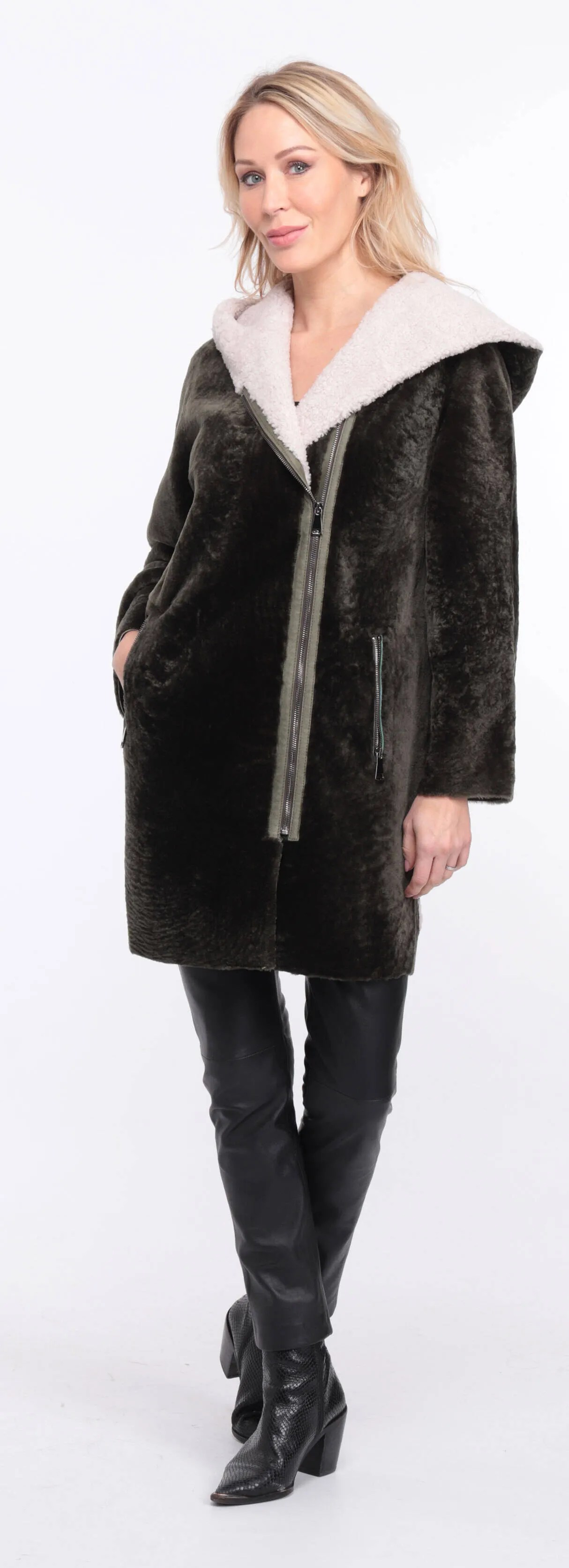 Women's khaki valere sheepskin coat