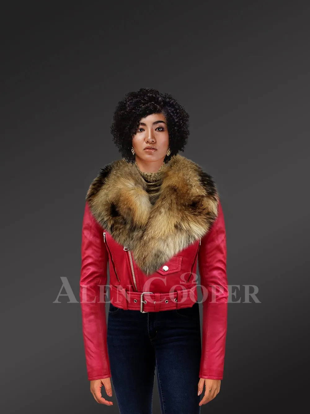 Womens Leather Jacket with Fur Collar for a Smart Snazzy Look