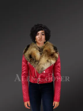 Womens Leather Jacket with Fur Collar for a Smart Snazzy Look