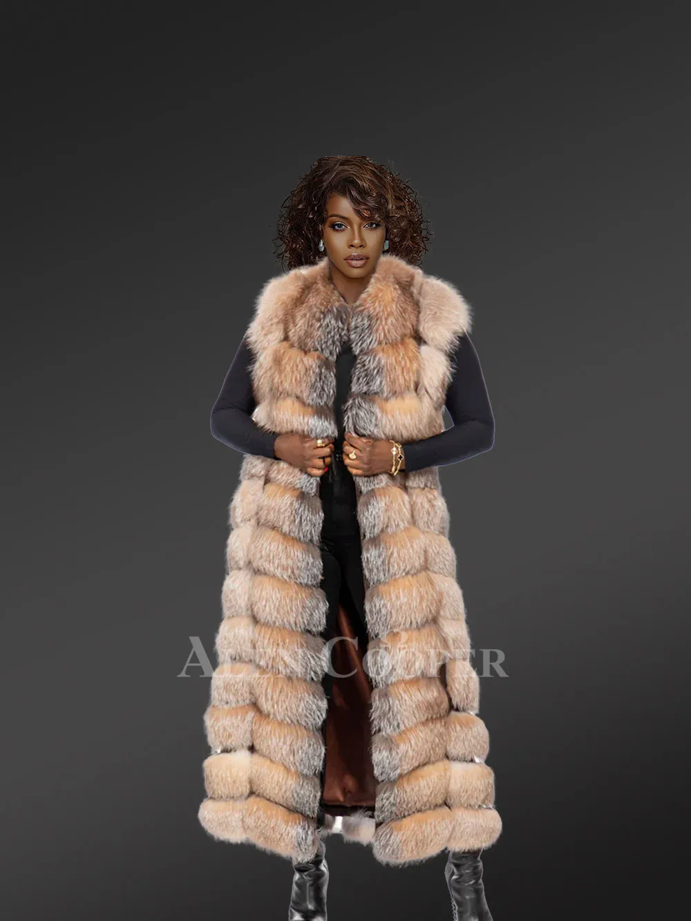 Womens Long Fox Fur Vest