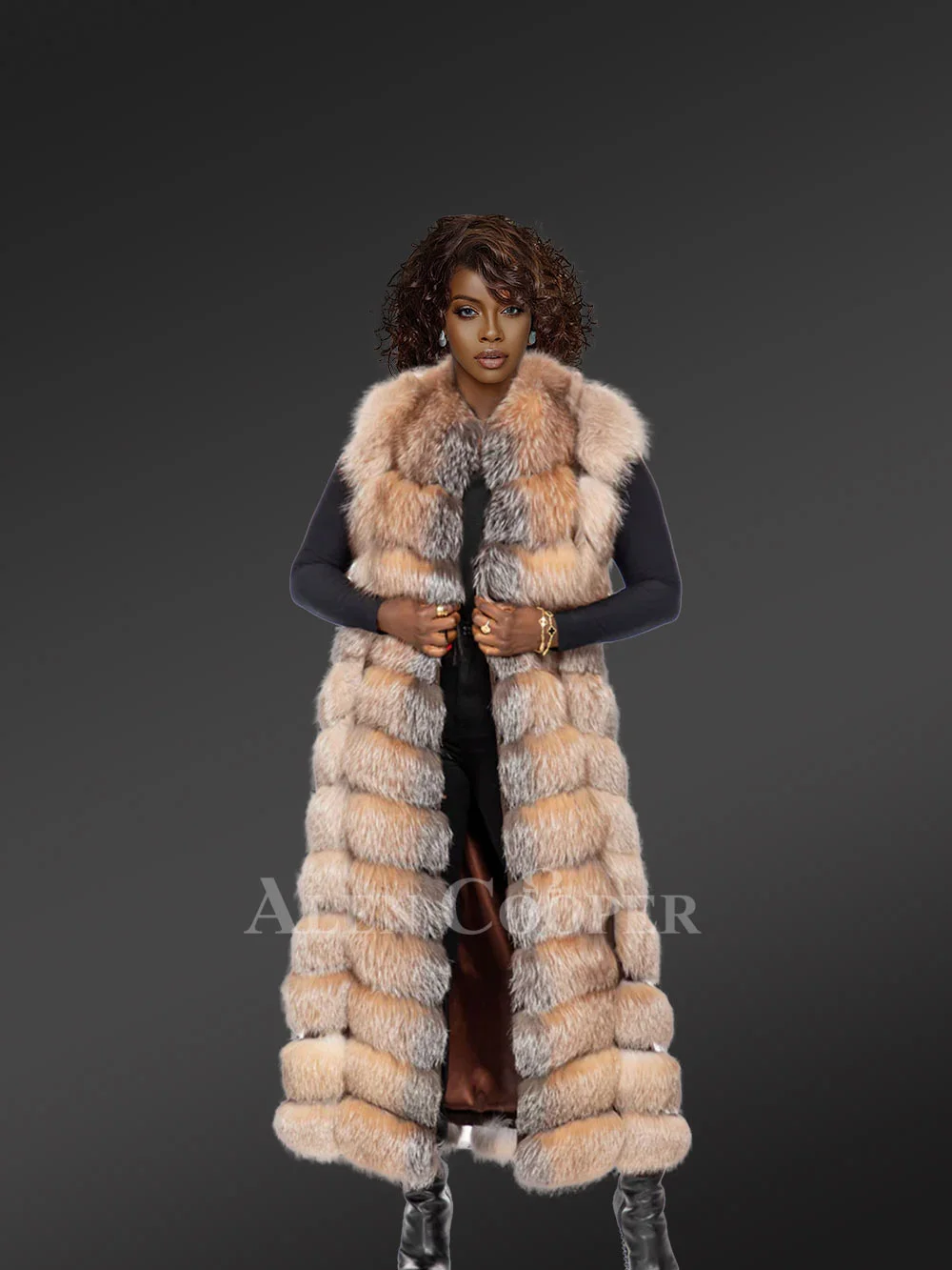 Womens Long Fox Fur Vest