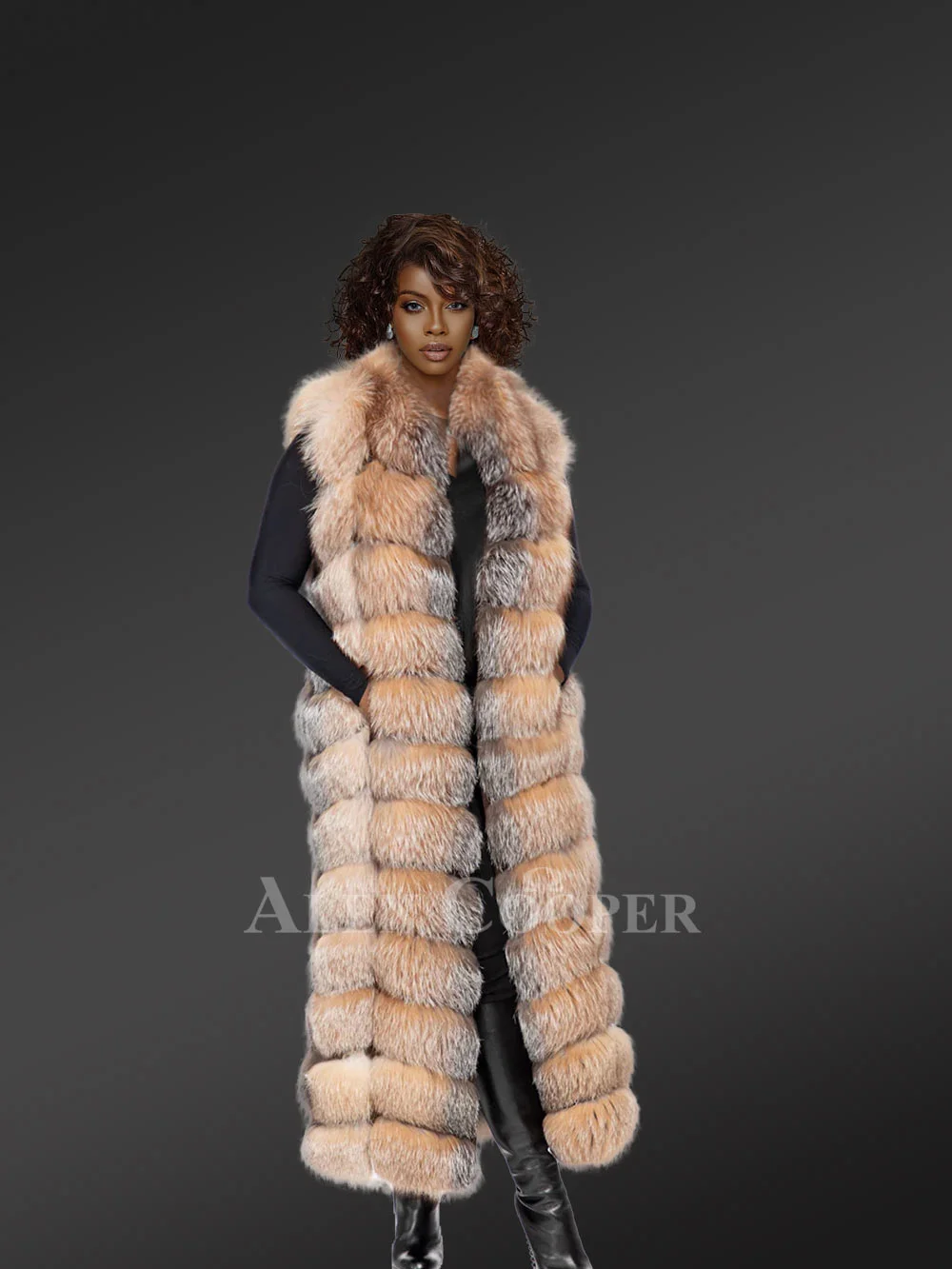 Womens Long Fox Fur Vest