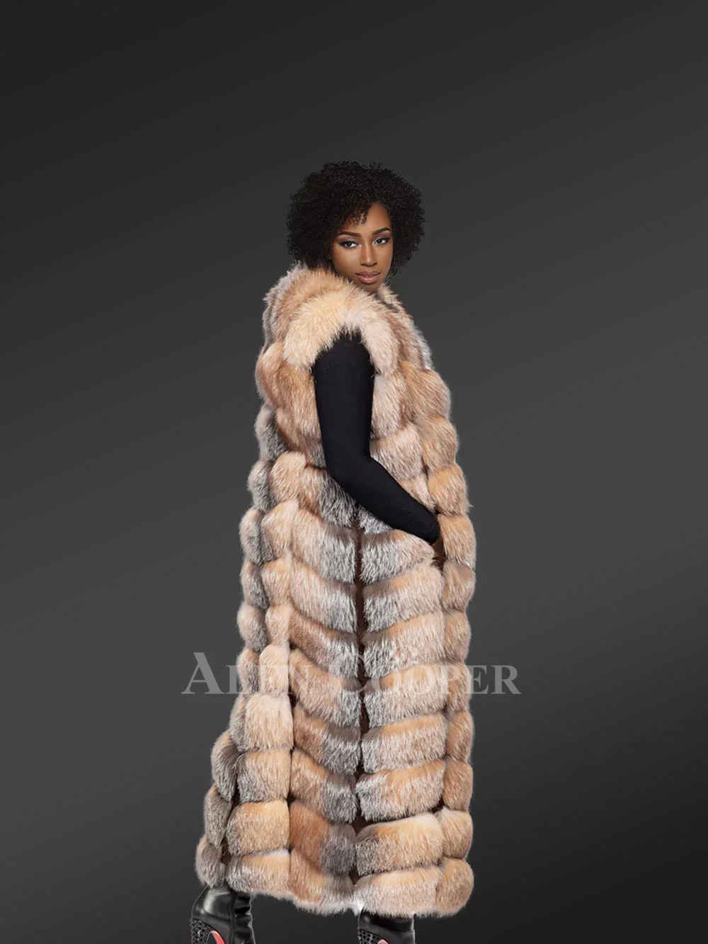 Womens Long Fox Fur Vest