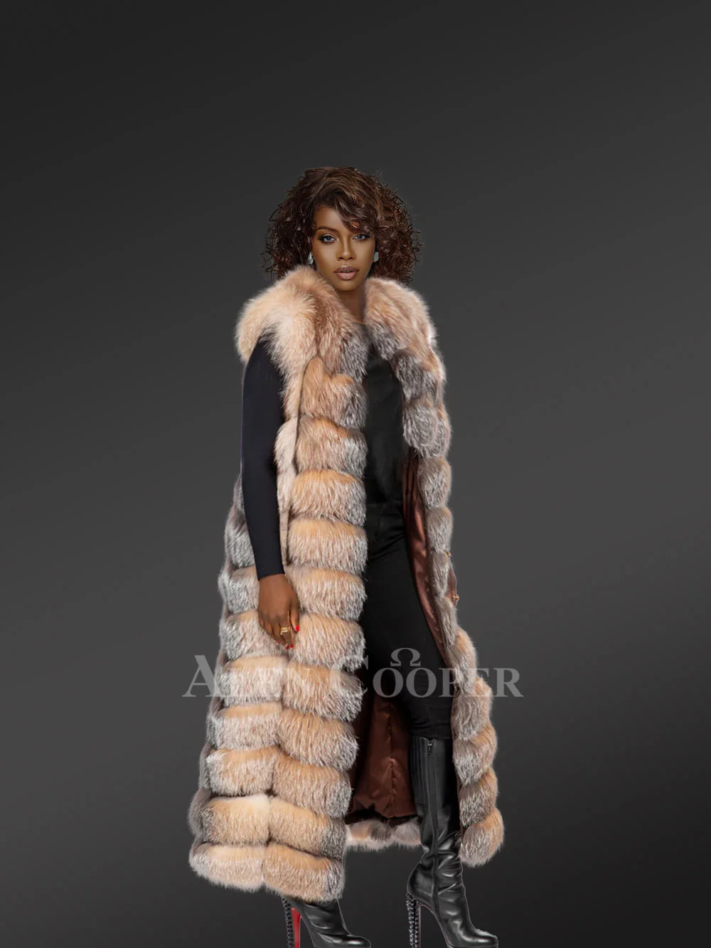 Womens Long Fox Fur Vest