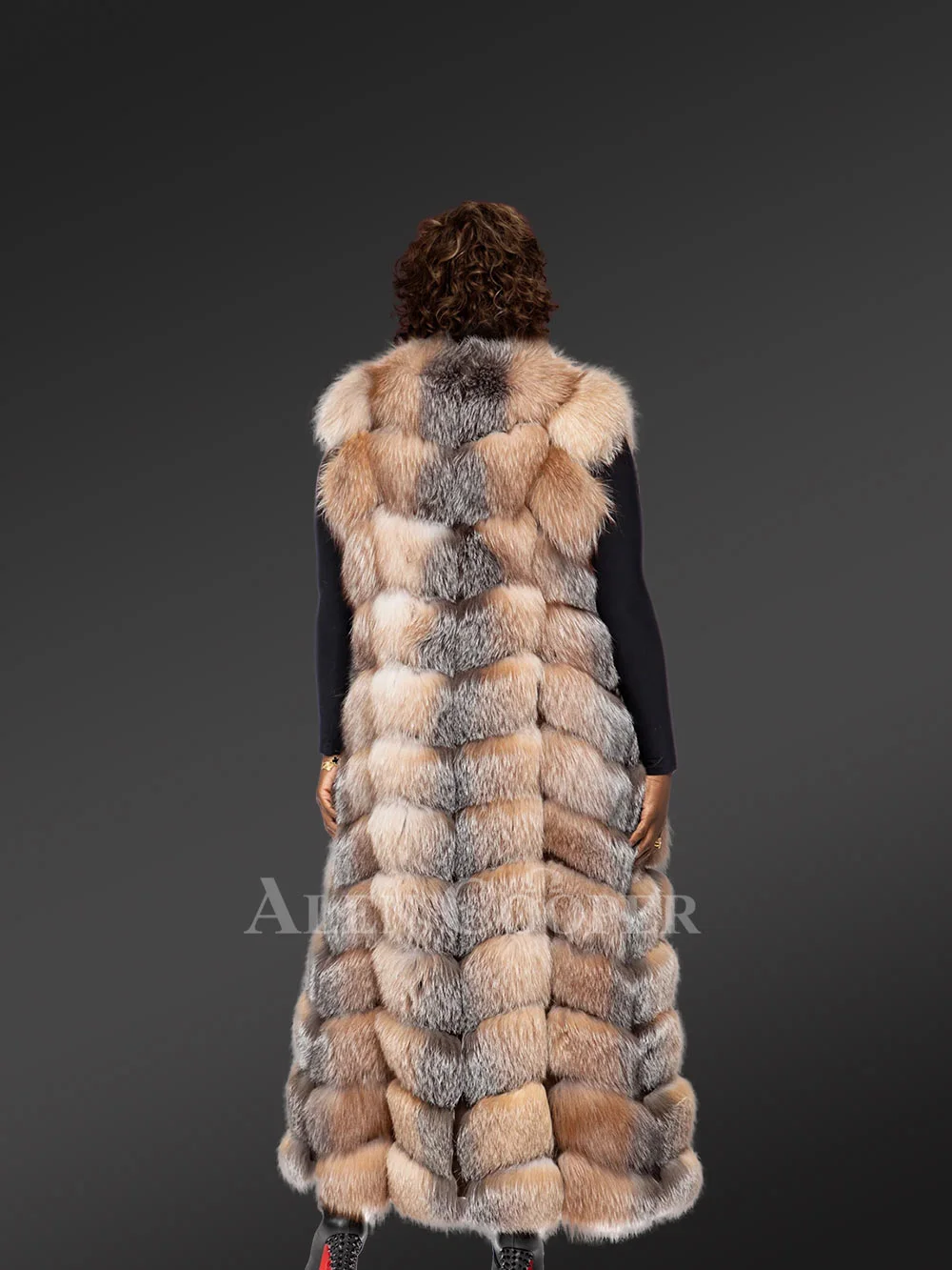 Womens Long Fox Fur Vest