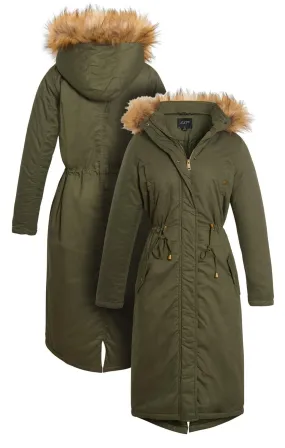 Womens Maxi Length Padded Parka Coat, UK Sizes 8 to 16